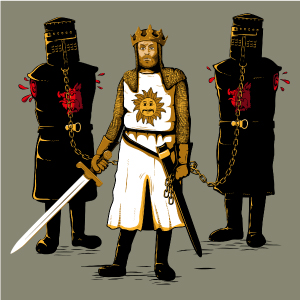 dessin t-shirt Le roi Arthur et le chevalier noir geek original