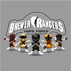 dessin t-shirt Power Rangers et biére geek original