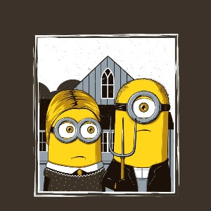 dessin t-shirt American Gothic Minion geek original