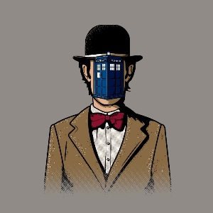 dessin t-shirt Magritte et le Tardis geek original