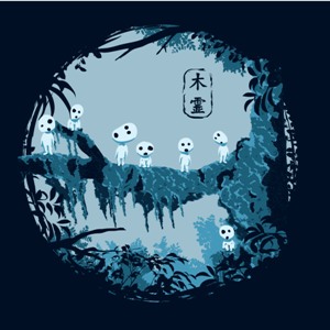 dessin t-shirt Les Kodomas en forêt geek original