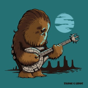 dessin t-shirt Chewbacca blues geek original